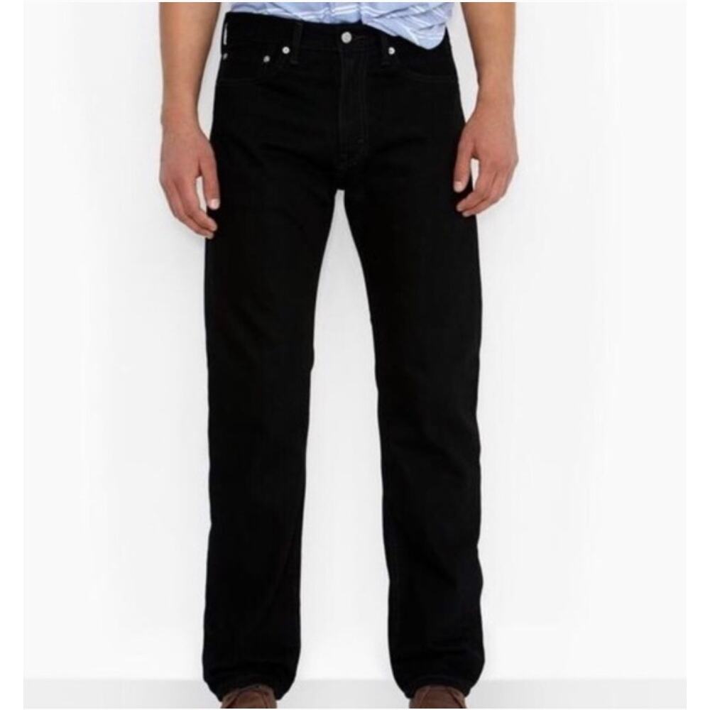 Levi's Men's 505 Straight Leg Fit Black Denim Jeans Size 42 x 30 Casual Classic